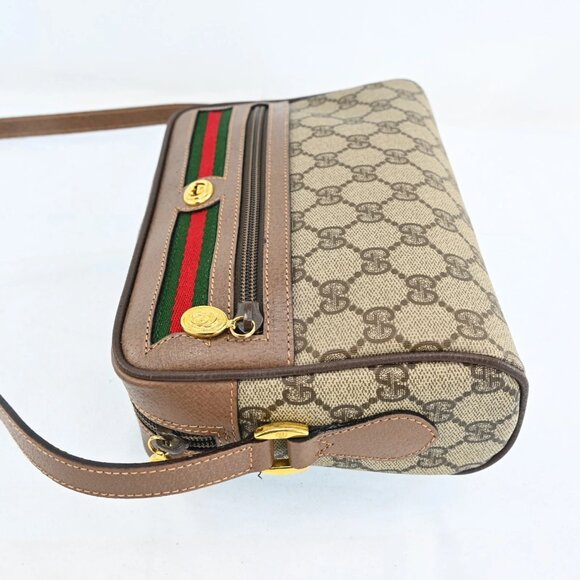 Authentic GUCCI GG Sherry PVC Leather Brown Shoulder Bag bsj630-121025 - Picture 4 of 16